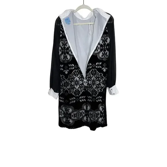 CeCe Velvet Floral Collared Dress Long Sheer Sleeves Women’s Size 14 - Picture 5 of 9